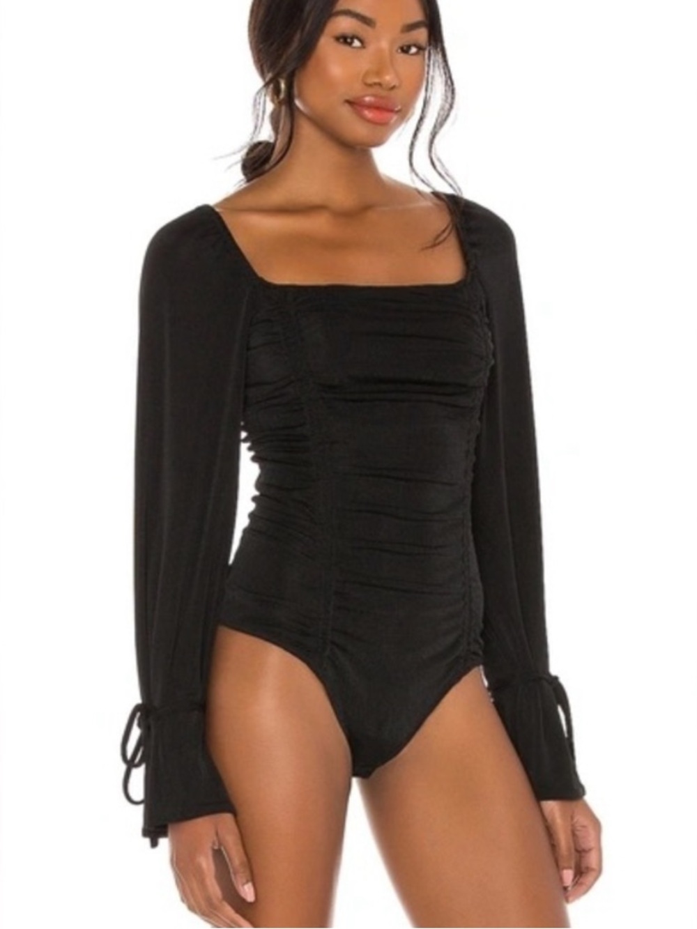 Intimately Free people meant to be long sleeve ruched black bodysuit